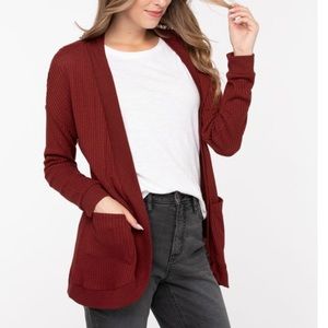 Ricki’s Open Front Waffle Knit Cardigan